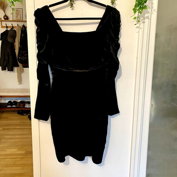 NWT Veronica Beard Toki Black Ruched Velvet Mini Dress Long Sleeve LBD sz 6 - Picture 9 of 11